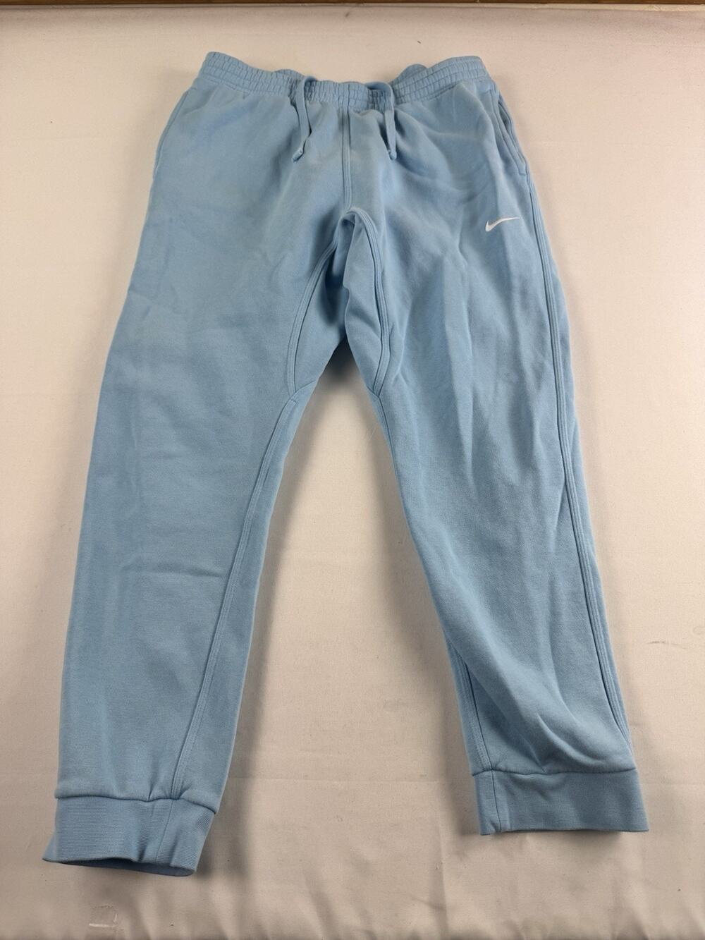 Nike Fleece Jogger Sweatpants Mens XL Light Blue Drawstring Cuffed Swoosh